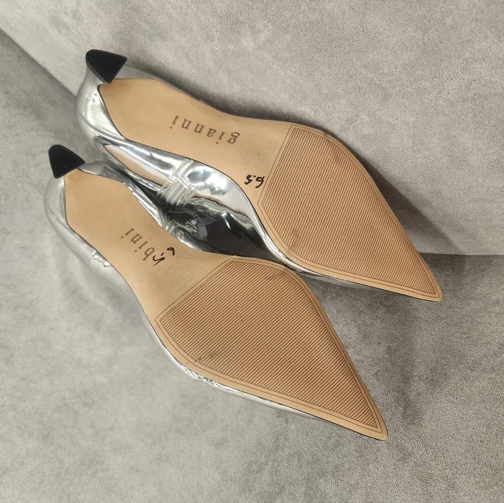 Gianni Bini Booties 6.5 Silver Mirror Georgina Kitten Heels Pointed Toe New $140